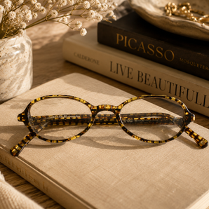 Vtg 2000 L.A. Eyeworks Eyeglasses - Retro BROWN YELLOW Stripped Woolworth 349