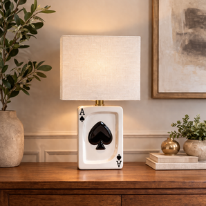 New Retro Ace Card Casino Gamble Deck Of Cards Lamp W/ Shade Office Room Decor