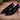 Vtg 1980s - 1990s Retro Mosaic Brand Women's Black & Purple Leather High Heels
