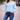 New Women's Blue W/ White Hearts Love Long Sleeve Casual Pullover Sweater