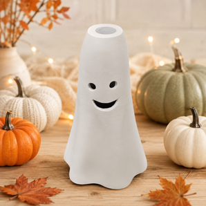 New Spooky Halloween White Ghost Metal Candle Stand Holder Decor