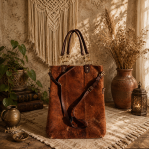 Authentic Brown Fontanelli Distressed Lamb Satchel Bag / Purse Italy