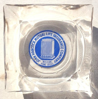 Vintage GLASS John Hancock Mutual Life Insurance Company Ashtray