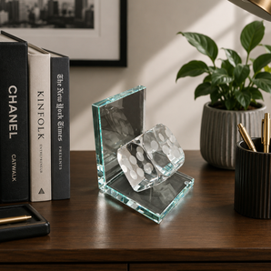 New Clear High Quality Glass Crystal Casino Dice Gaming Figurine Bookend Decor