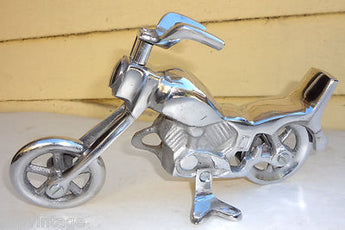 New Hand Crafted METAL Silver Art DECO MOTORCYCLE ( HARLEY DAVIDSON ) NOS