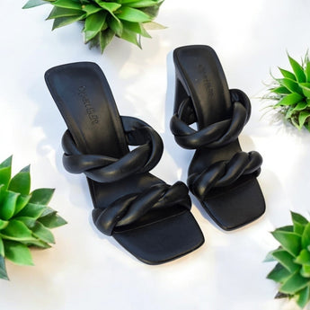 New Women's Black Open Edit Remmy Twist Sandal Black Sandle High Heel Size 5.5M