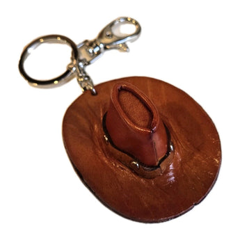 New Brown Cowboy Cowgirl Hat Western Handmade 3D Leather Key Chain Gift Birthday