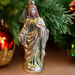 New Gold / Glitter Jesus God GLASS Animal CHRISTMAS Tree Holiday ORNAMENT