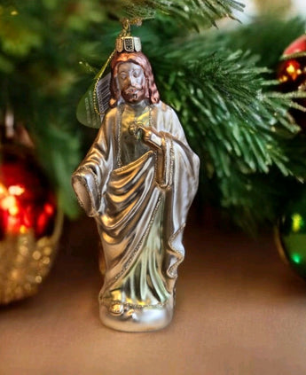 New Gold / Glitter Jesus God GLASS Animal CHRISTMAS Tree Holiday ORNAMENT