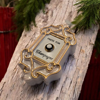 New Pink Press For Champagne Door Bell GLASS CHRISTMAS Tree Holiday ORNAMENT