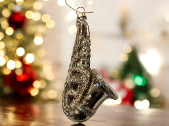 New Gold Sparkle Christmas Tree Ornament SAX Saxophone Horn Instrument