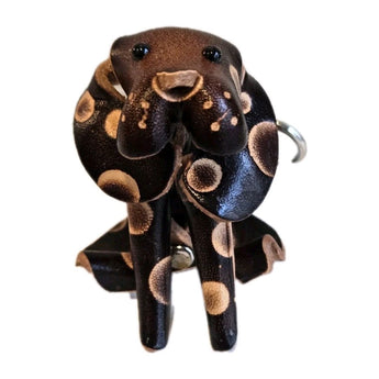 New Brown Sitting Dog Animal Handmade 3D Leather Dog Key Chain Gift Birthday