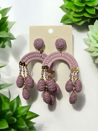 Purple Rope Boho Chich Dead Rainbow Drop Earrings Summertime Fashion Jewelry