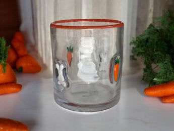 New Glass easter Bunny / Carrot Tumbler Beverage Cocktail Glasses Cup