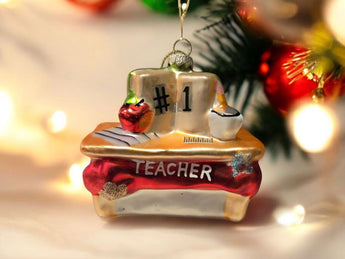 New Christmas Tree Ornament Glass #1 Teacher Desk Holiday