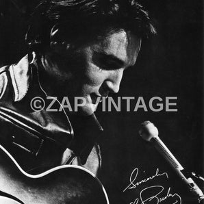 Vtg B&W Portrait of ELVIS PRESLEY Autographed Signature Head Shot Photo #632