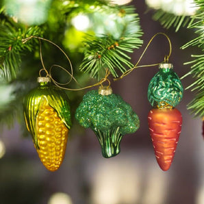 New Glass Vegetables Carrot BROCCOLI Corn Farmer Hoilday Christmas Tree Ornament