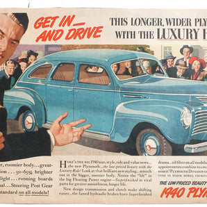 AUTHENTIC Vintage Article / Retail Clipping For 1940 PLYMOUTH (Chrysler) Car 