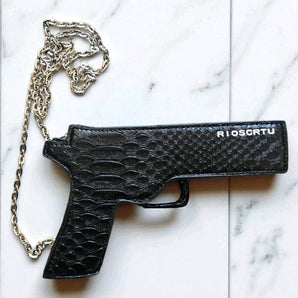 New Fashion Black Gun Design Women Purse Gun Shaped Small Messenger Bag