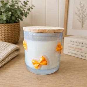 New Yellow Bow Tie Pasta Glass Scented Candle Room Decor Foodie Present