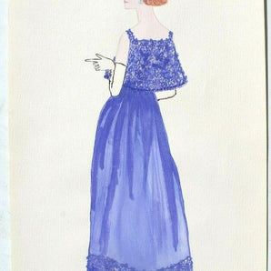 Vintage 1962 Retro MCM Women's Fashion Designer Clothing Sketch Drawing #28