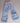 Vtg 1970's Small BLUE Bell Bottom Hippie Jeans Doll Play Clothes / Clothing 