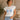 New Women's White / Blue Crochet Seashell Knit Beach Costal Summer Blouse Top