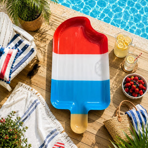 New Patriotic Popsicle Shaped RED White BLUE Party Serving Tray Platter