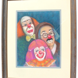 VINTAGE Joan Bartlett Soft Pastel  3 Circus Clowns Family CLOWN Wall Art
