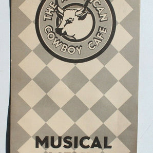 Vintage The American Cowboy Cafe Musical Menu Informational Brochure 