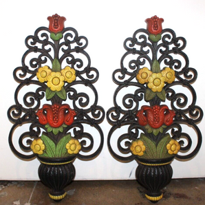 2 Vintage 1975 Large HOMCO Flower Floral Plastic Wall Decor Plaques Set