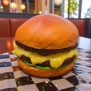 New Real Size Realistic Display Fake Food Prop Double Cheeseburger W/ Lettuce