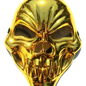 Skull Face Gold Mask Skeleton Warrior Masquerade Burnished Halloween Costume