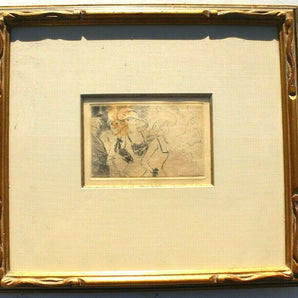 Vtg Jean-Louis Forain (Les Folies Bergere) Framed Original Etching French Art 