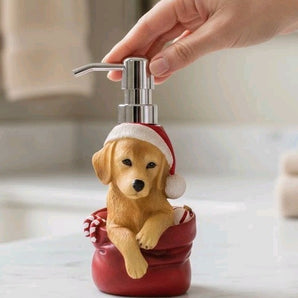 New Puppy Labrador Retriever In Santas Bag Holiday Soap Dispenser Decoration
