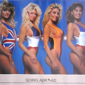 VTG 1986 Sexy Girls Man Cave Pin Up Bikini GOING ABROAD Front Poster 23X35 
