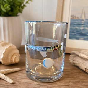 New Hand Painted Fish W/ rocks Nautical Coastal Tumbler Beverage Glasses Cup