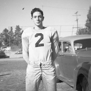 Vtg Black & White 1940's High School Boy Playing Football Uniform #2 Sports