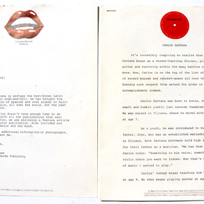 Vintage 1981 Carlos Santana Biography Columbia Records Promo Press Letter RARE