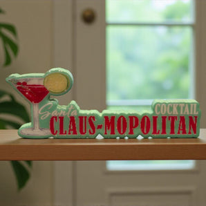New Wood Christmas Winter Santa Claus-mopolitan Cocktail Santa Claus Bar Sign
