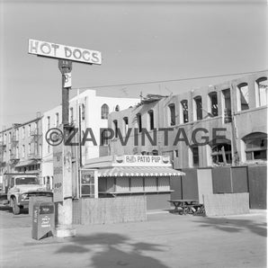 Vtg 1964 Venice Beach CA St. Clark Hotel Torn Down / Hot Dog Stand Photo #1975