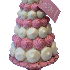 Martha Stewart Pink Whipped Meringue Macarons Beignet Pedestal Christmas TREE
