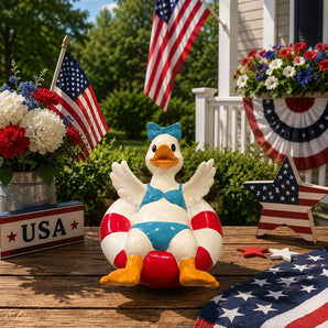 New Duck Float Figurine Blue Bikini Beach Summer Decor Red White Float Statue