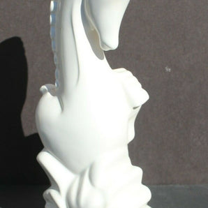 Vintage West Coast Art Pottery White Horse & Foal Chess Statue Figurine Decor 