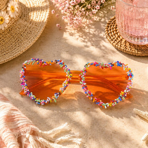 New Orange Party Cake Yellow Sprinkle Heart Shaped Birthday Sunglasses