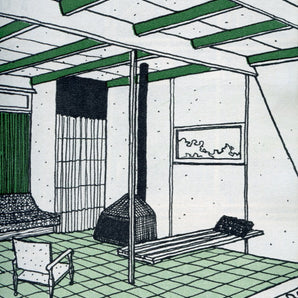 Vtg 1950s MCM Drawing Of Living Room Specs Architecture Architect Photo #2737