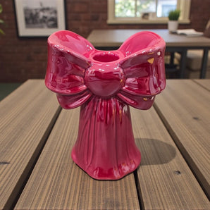 New Pink Opal Bow Bowknot Bowtie Candlestick Holder Stand Valentine’s Day Decor