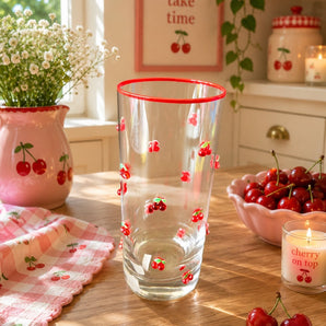 New Mini Minature 3D Cherries Cherry Cocktail Beverage Tall Drinking Glass Cup