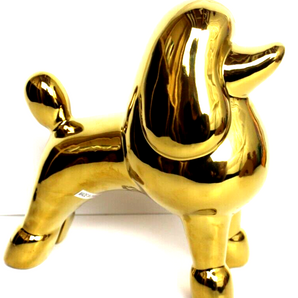 Vintage MCM Ceramic Retro Modern Nordic Gold Poodle Home Room Decor Figurine