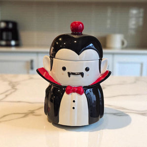 New Halloween Spooky Ceramic Dracula Vampire Cookie Jar Decorative Figurine